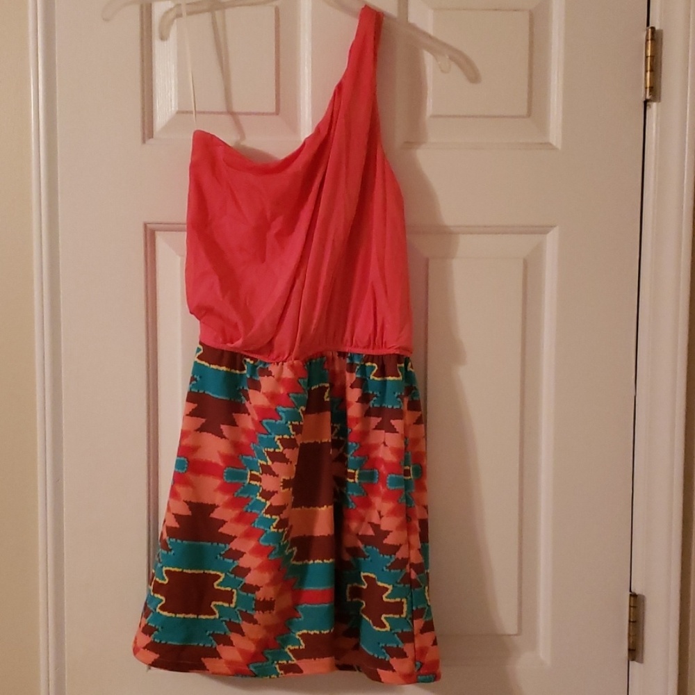 Judith March Anthro Coral One Shoulder Dress (M)
